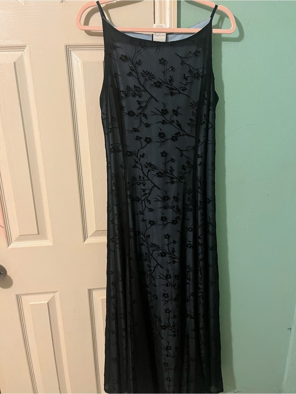 Black Floral Embroidered Maxi Slip Dress